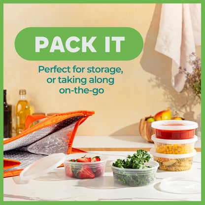 JoyServe 60 Sets (120-Piece) 8 oz Deli Food Containers with Lids for Food, Snacks, Takeout, Meal Prep - 1 Cup Small Durable Clear Containers - Stackable and Durable, Dishwasher & Microwave Safe