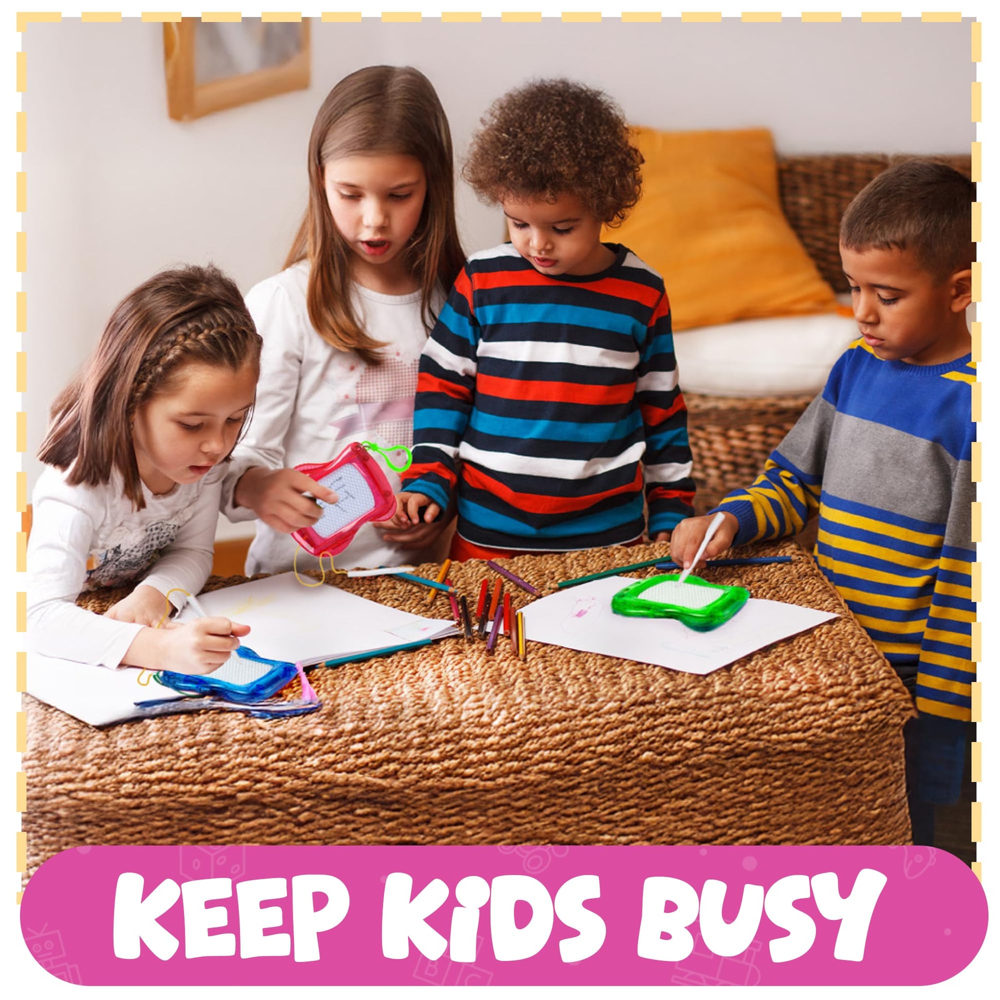 Mini Magnetic Drawing Board for Kids - Pack of 12 with Keychain Clip Erasable Doodle Sketch Writing Pad, Treasure Box Toys for Classroom Birthday Prizes Party Favors, Goodie Bags Stuffers for Kids