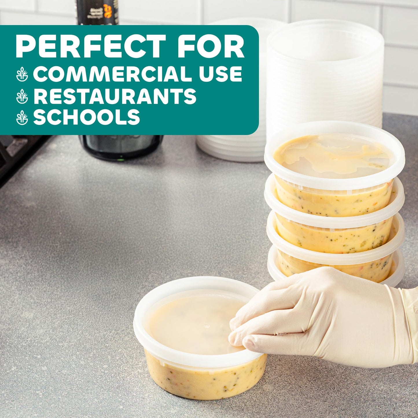 JoyServe Deli Food Containers with Lids - 8 oz 180 Sets- Ideal for Food, Snacks, Takeout, Meal Prep - 1 Cup Small Durable Clear Containers for Food - Stackable and Durable, Dishwasher & Microwave Safe