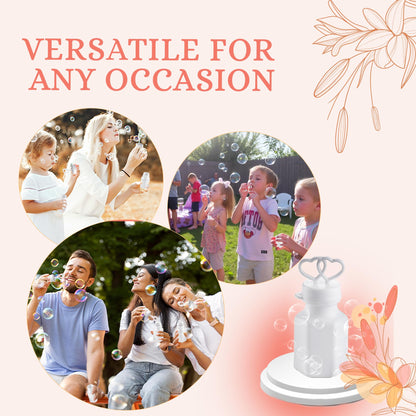 Wedding Bubbles Bulk - (48 Count) Mini White Double Heart Top Wands, Great for Bridal Party Favors, Engagement, Anniversary Celebrations, Valentine Bubbles and Wedding Favors