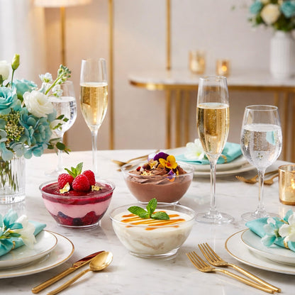 JoyServe Clear Mini Plastic Bowls - (Bulk 100 Pack) 6 Oz Disposable Premium Hard Plastic Dessert Bowls for Serving, Weddings, Catering, Parties, Salsa, Home or Event Party Supplies