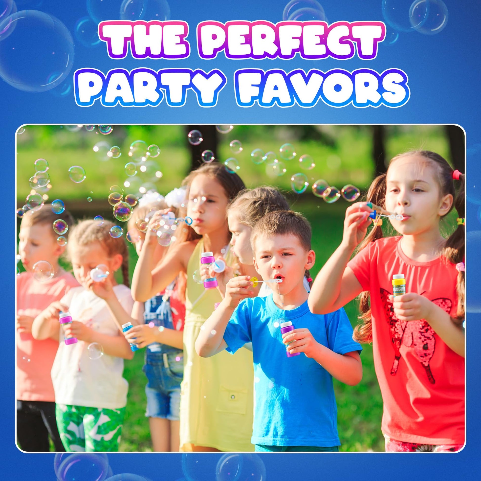 Party Bubbles for Kids - (Bulk Pack of 24) 2-oz Bubbles Bulk Solution with Bubble Wands Assorted Neon Colors for Outdoor Toys Summer Games, Birthday Party Favors, & Goodie Bags Stuffers
