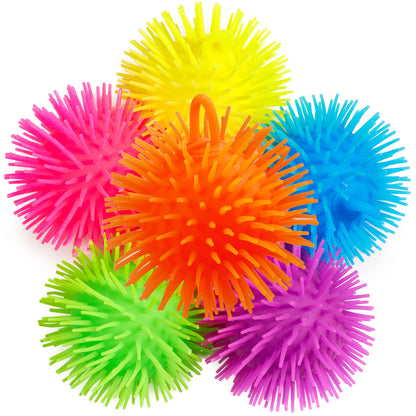 Bedwina Puffer Balls (Pack of 6) - Stress Balls Bulk, Neon Sensory Ball, Stress Relief Squishy Balls & Therapy Ball Toy for Kids and Party Favors, Bulk
