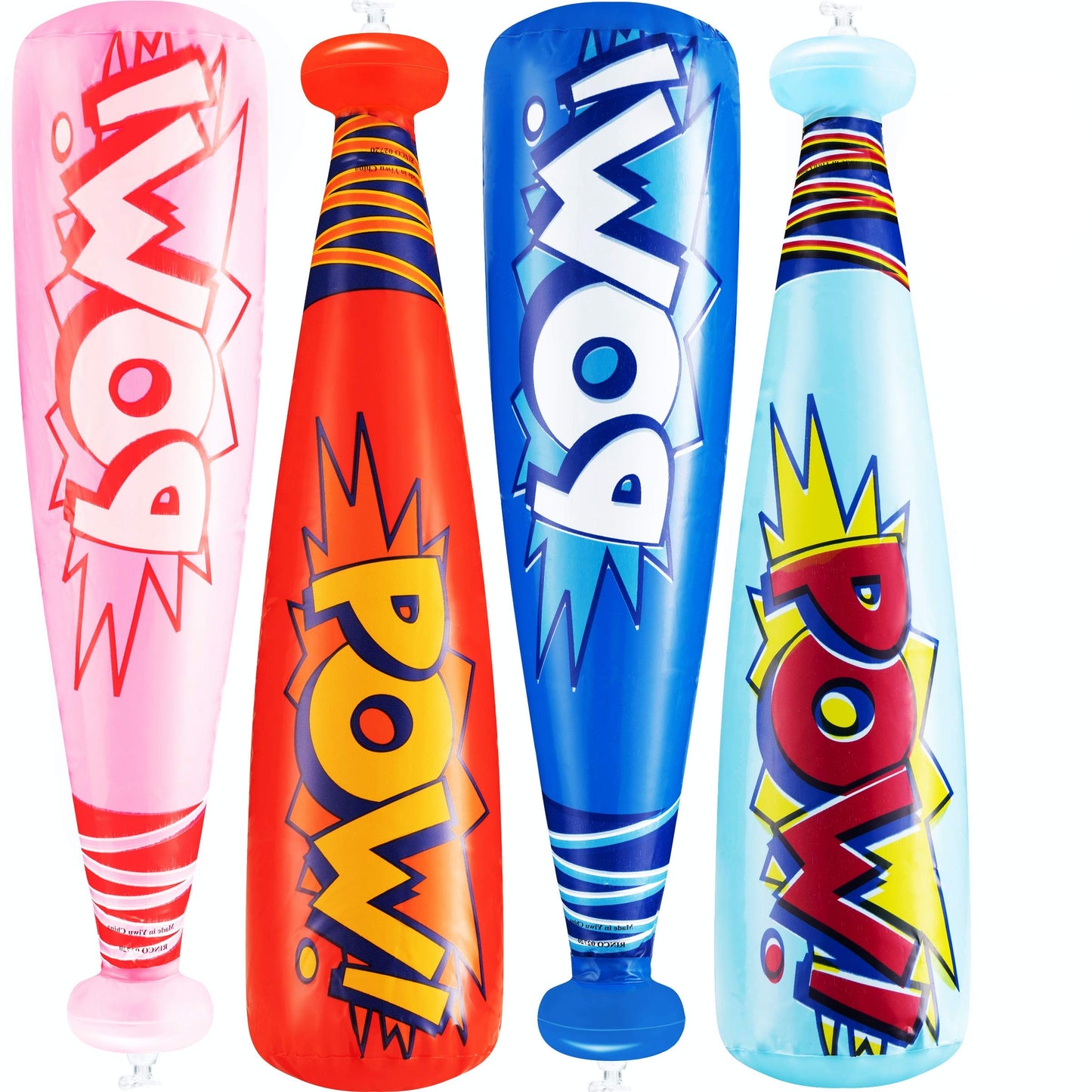 Bedwina Pow Inflatable Baseball Bat - (Pack of 60) 20 Inch Inflatable Toy Bat, Carnival Prizes, Baseball Party Favors Goodie Bag Stuffers, Decorations Party Prizes for Kids