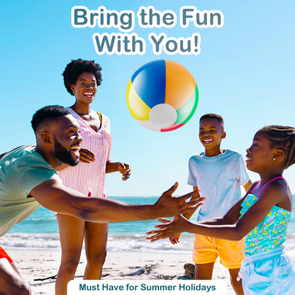Bedwina 23 Pcs Rainbow Beach Balls Bulk Variety Pack - (10) 5-inch, (10) 12-inch, (3) 20-inch Sizes Large Beach Ball - Inflatable Vinyl Pool Toys for Kids, Themed Party & Pool Party Decorations