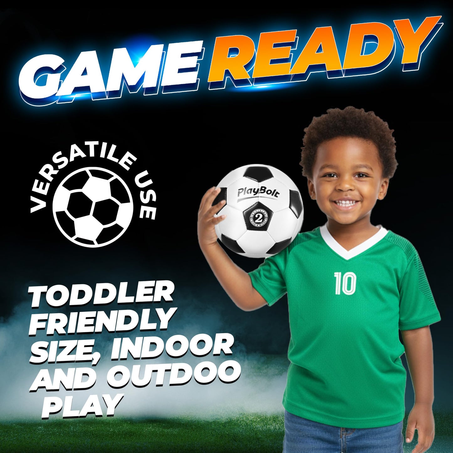 PlayBolt Soccer Ball Size 2 - Official Size Soccer Balls with Pump in Classic Black and White for Kids Youth & Toddler Sports, Indoor & Outdoor (Pack of 4)