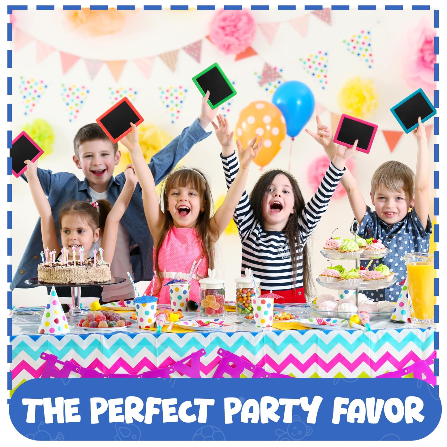 Mini Chalkboard for Kids - (Pack of 12) Goodie Bags Stuffers for Kids Mini Chalkboard Each with 2 Chalk Sticks and 1 Eraser for Boys and Girls Birthday Party Favors