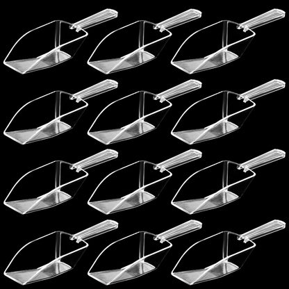 72-Mini Clear Acrylic Plastic Scoops for Candy - Ice Cream Bar, Jars, Containers, Coffee, Flour, Dessert Toppings, Buffets, Kitchen, Weddings, Parties & Concessions, Candy Buffet, 5.5" Candy Scoops