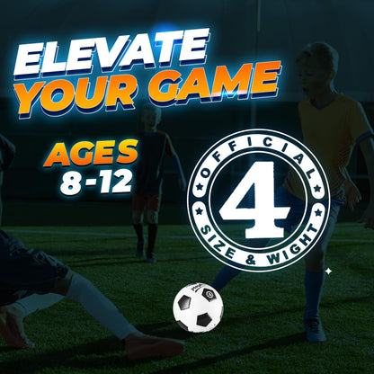 PlayBolt Soccer Ball Size 4 - Premium PVC Leather Cover - Youth Soccer Balls with Pump - Training, Practice, Match & Game Ball for Kids & Teens (Pack of 4)