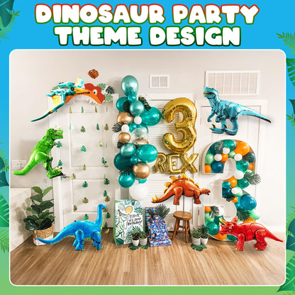 Bedwina Inflatable Dinosaur Toys for Kids (Pack of 6) Large Blow-Up Vinyl Dinosaur Balloons Self-Standing Birthday Decorations for Themed Jurassic Party Supplies Decor & Pool Floats for Boys & Girls