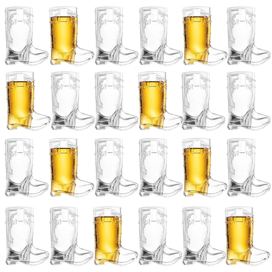 Cowboy Boot Shot Glasses - (Bulk Pack of 72) Mini Reusable and Disposable Clear Plastic Shot Glass Cups for Themed Birthday Parties Decorations and Cowboy Bachelorette Party Favors, Holds 1oz