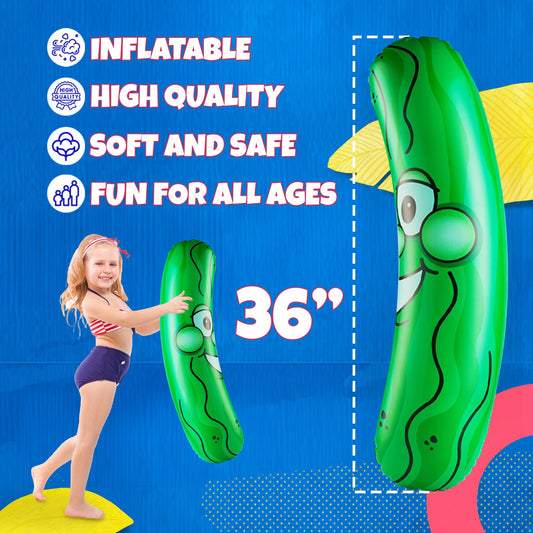 Giant Inflatable Pickle - (Pack of 3) 36-Inch-Tall Funny Pickle Gifts, Durable and Fun Pickle Party Favors, Food Decor, Novelty Gag Prank, Joke Birthday Gifts or Beach and Pool Float Inflatable Toys