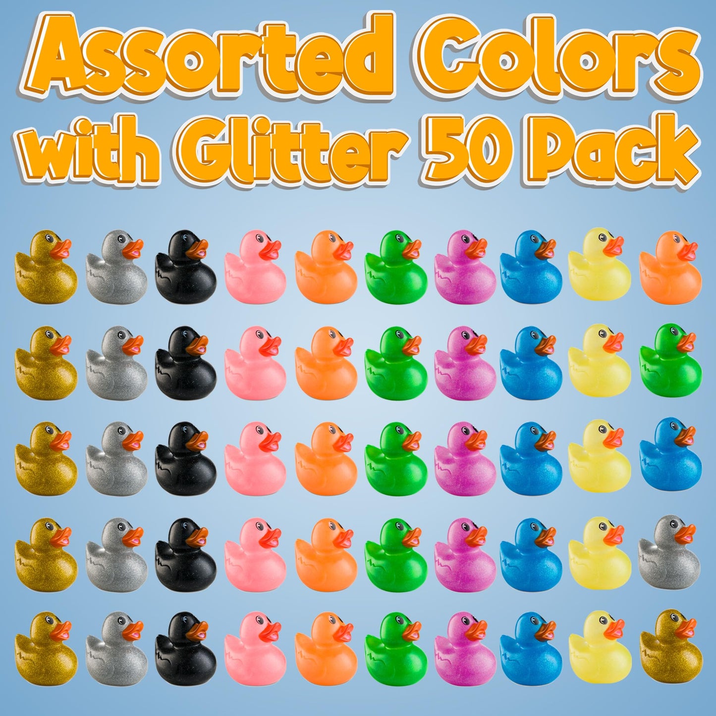 Bedwina Glitter Rubber Ducks in Bulk, Jeep Ducks for Ducking and Cruise Gifts, Kids Bath Toys, Mini Floating Rubber Duckies - Party Favors, Bulk Toys for Kids, Pool, Birthday, Decor - 50 Count