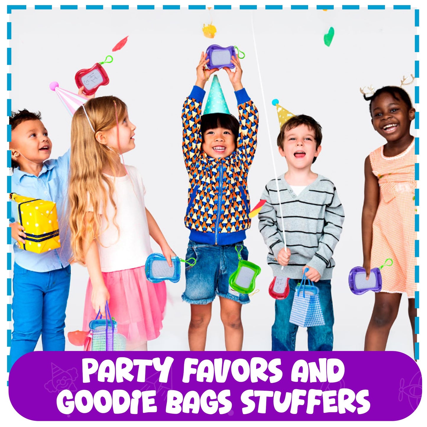 Mini Magnetic Drawing Board for Kids - Pack of 12 with Keychain Clip Erasable Doodle Sketch Writing Pad, Treasure Box Toys for Classroom Birthday Prizes Party Favors, Goodie Bags Stuffers for Kids