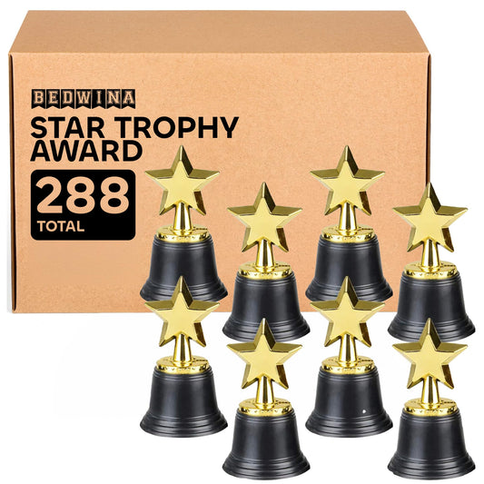 Bedwina Star Trophy Award - Pack of 288 Bulk - 4.5 Inch Gold Award Trophies For Kids Awards, Choice Prizes For Adults, Winner Competitions, Sports Events, Party Decorations, Teachers And Party Favors