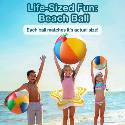 Bedwina 23 Pcs Rainbow Beach Balls Bulk Variety Pack - (10) 5-inch, (10) 12-inch, (3) 20-inch Sizes Large Beach Ball - Inflatable Vinyl Pool Toys for Kids, Themed Party & Pool Party Decorations