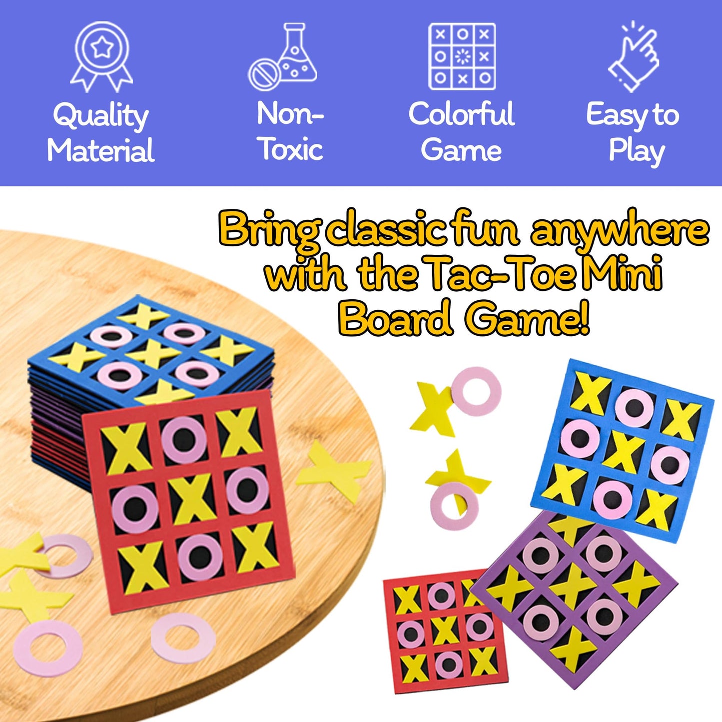 Tic Tac Toe (Bulk Pack of 120) 5"x5" Foam Tic-Tac-Toe Mini Board Game Toys for Kids, Birthday Party Favors, Goody Bag Stuffers, Classroom Prizes & Occupational Therapy