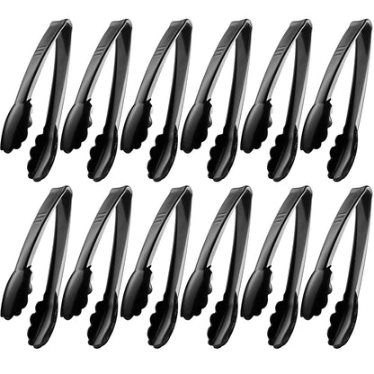 Bulk Plastic Tongs for Serving (Pack of 24) 9 Inch - Heavy-Duty Hard Plastic Reusable or Disposable Serving Tongs for Catering, Dinner Parties, Banquets, Buffets, Weddings and Everyday Use, Black