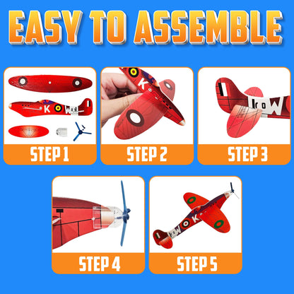 Bedwina Glider Planes Bulk (72-Pack) 8-Inch Bomber Airplane Gliders for Kids, Foam Paper Airplane Construction Kits for Kids Party Favors, Birthdays, Goodie Bag Stuffers and Outdoor Flying Toy