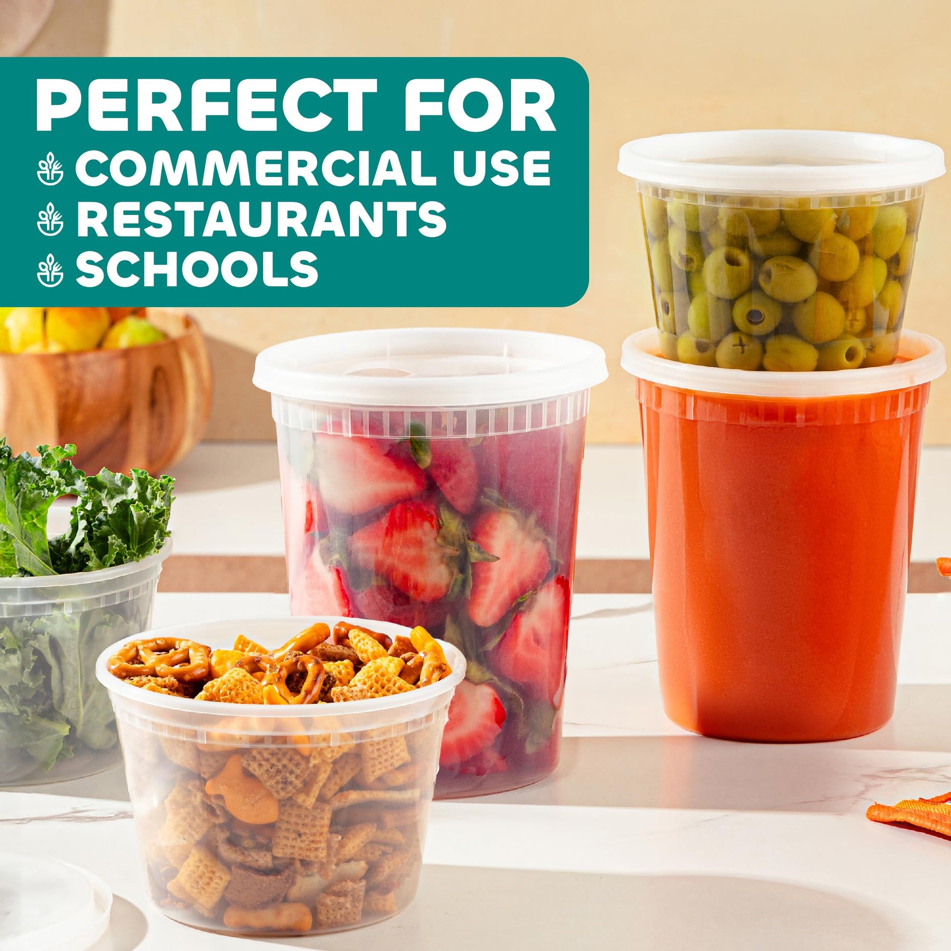 JoyServe 240-Sets Deli Containers with Lids - (120)-32oz & (120)-16oz Bulk Pack of Food Storage Take Out Containers for Restaurants, Catering, Meal Prep - Microwaveable, Reusable & BPA-Free