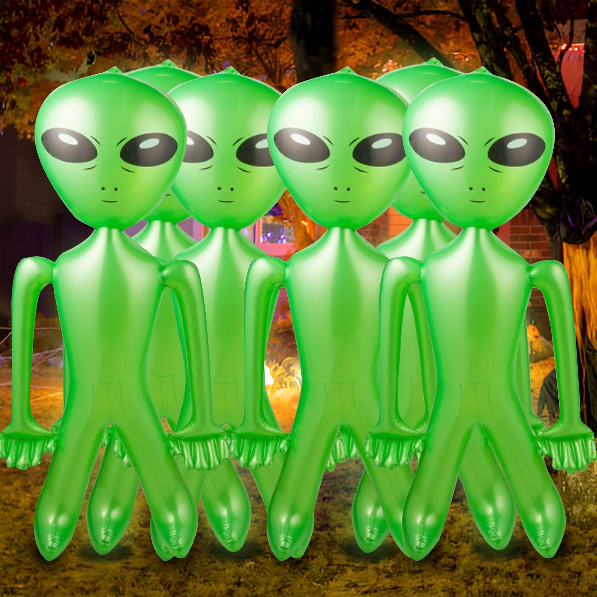60 Inch (5 Feet) Giant Alien Inflatable - Pack of 6 - Jumbo Green Alien, for Game Prize, Alien Halloween Decorations Theme Party Favors Photo Prep & Decorations