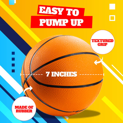 Bedwina Mini Basketball - Rubber 7 Inch, Size 3 (Pack of 2) - Mini Hoop Outdoor Basketball Set for Small Hoops Indoor & Outdoor Pool Parties - Kids Birthday Gift, Arcade Games