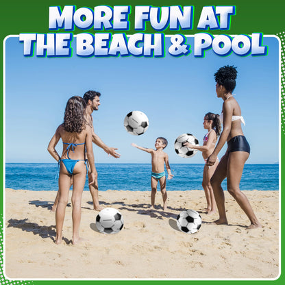 Bedwina Inflatable Soccer Balls (Pack of 12) 16-inch, Beach Balls Bulk for Beach Toys & Soccer Birthday Party Decorations & Party Favors for Kids, Goodie Bags Stuffers
