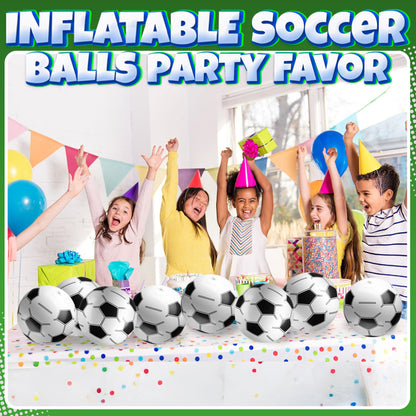 Bedwina Inflatable Soccer Balls (Pack of 12) 16-inch, Beach Balls Bulk for Beach Toys & Soccer Birthday Party Decorations & Party Favors for Kids, Goodie Bags Stuffers