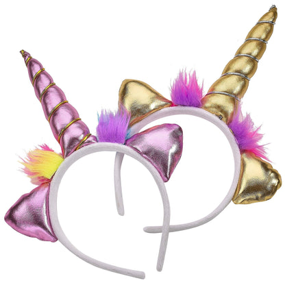Unicorn Collection - Sparkly Flexible Unicorn Horns, Party Hats for Girls, Kids' Birthday Party Supplies (Pack of 12)