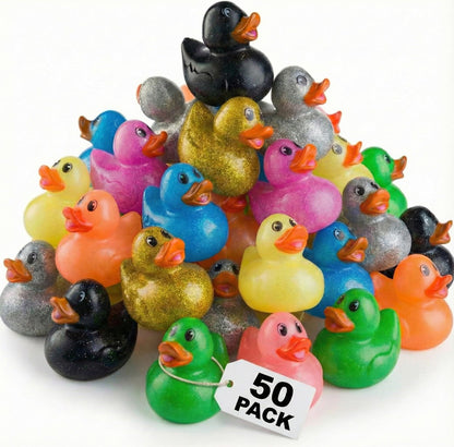 Bedwina Glitter Rubber Ducks in Bulk, Jeep Ducks for Ducking and Cruise Gifts, Kids Bath Toys, Mini Floating Rubber Duckies - Party Favors, Bulk Toys for Kids, Pool, Birthday, Decor - 50 Count