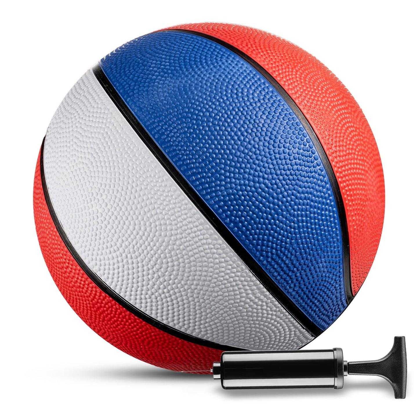 Bedwina Rubber Mini Basketball - 7 Inch, Size 3 - Mini Hoop Outdoor Kids Basketball Set for Small Hoops Indoor & Outdoor Pool Parties - Kid Birthday Gifts, Arcade Games, Red White & Blue (1-Pack)