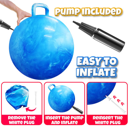 Bedwina Bouncing Ball for Kids – 20 Inch Hopper Ball with Handle and Pump | Fun & Durable Bouncy Toy for Children | Safe Inflatable Hopping Toy for Indoor & Outdoor Play, Exercise & Active Fun
