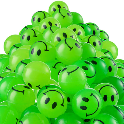 Bedwina Bulk Bouncy Balls Glow in The Dark - 144 Pcs (1inch / 27mm) Diameter, High Bouncing, Small Rubber Smile Face Bouncing Balls for Kids, Vending Machines, Party Favor