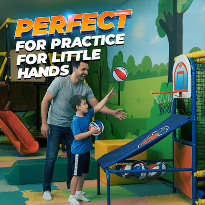 Size 3 Mini Basketballs (Pack of 3) - 7-Inch Premium Red, White & Blue Youth Rubber Basketballs with Hand Pump for Kids, Indoor Over-the-Door Hoops, Backyard Pools, Arcade Games, Training and Practice