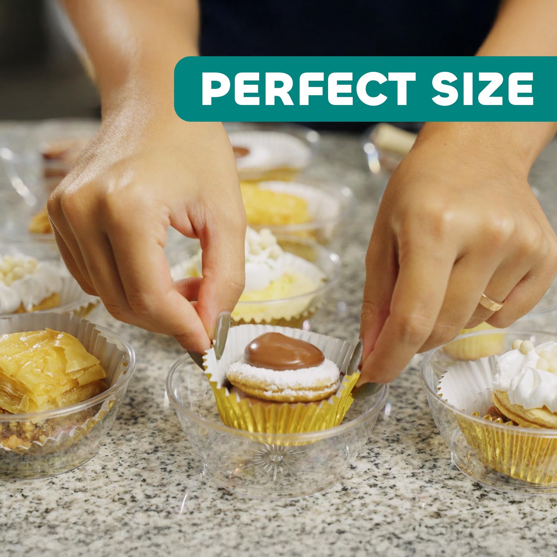 JoyServe Clear Mini Plastic Bowls - (Bulk 100 Pack) 6 Oz Disposable Premium Hard Plastic Dessert Bowls for Serving, Weddings, Catering, Parties, Salsa, Home or Event Party Supplies