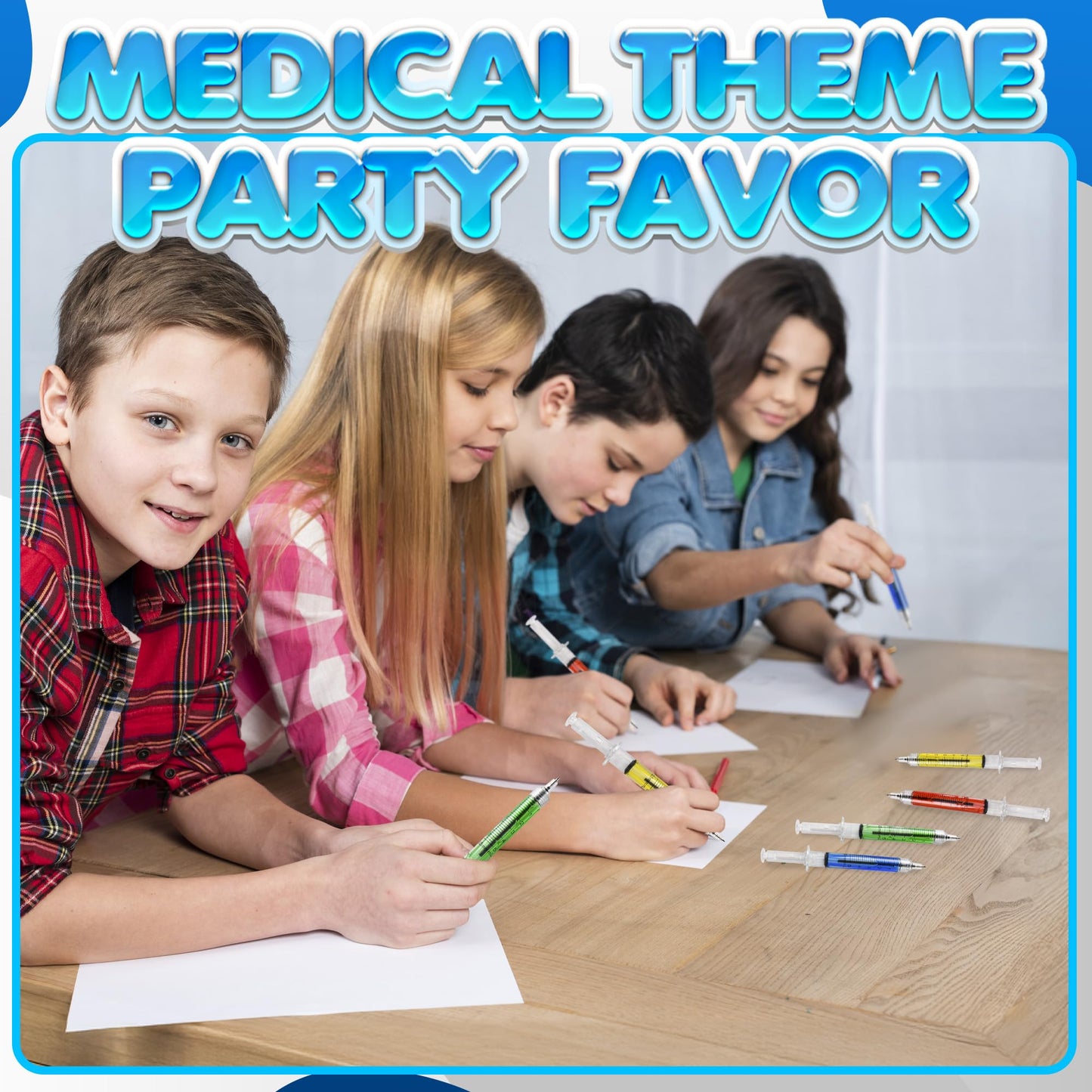Bedwina Syringe Pens - (Bulk Pack of 24) Retractable Fun Multi Color Novelty Pen for Nurses, Nursing Student School Supplies, Birthdays, Stocking Stuffers and Toy Party Favor Gifts