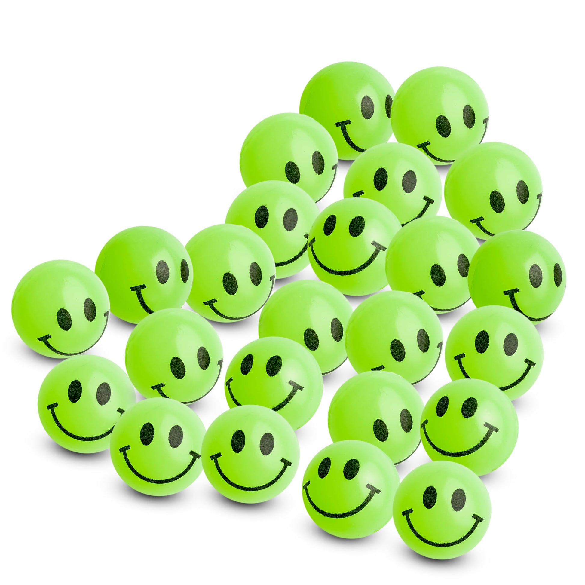 Bulk Bouncy Balls Glow in the Dark - 24 Pcs (1inch / 27mm) Diameter, High Bouncing, Small Rubber Smile Face Bouncing Balls for Kids, Vending Machines, Game Prize Toys, Party Favor, Gift Bag Filler