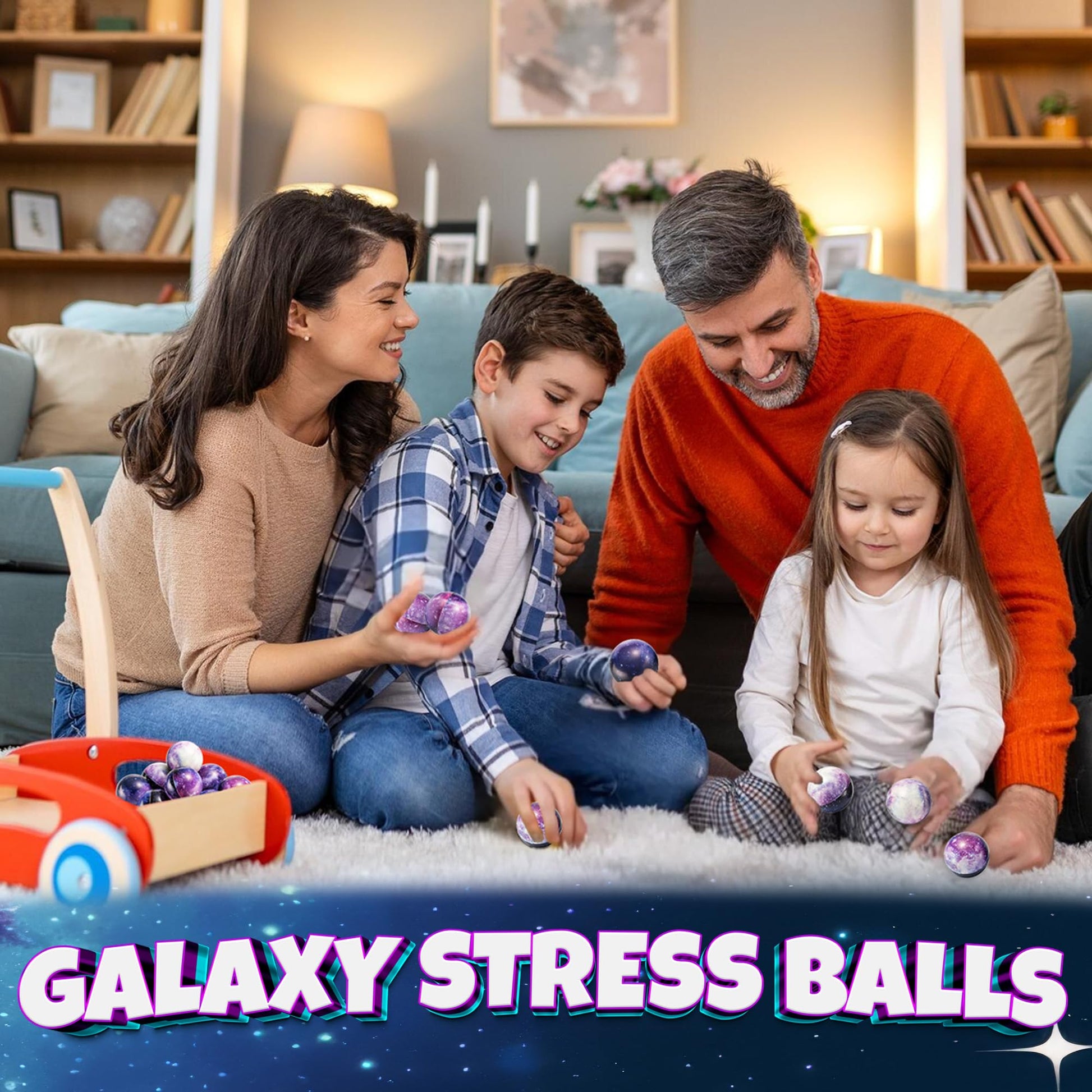 Bulk 150 Galaxy Stress Balls for Kids - Squeeze Anxiety Fidget Sensory Balls for Children with Outer Space Theme, Toys for Party Favors and Birthday Party Supplies