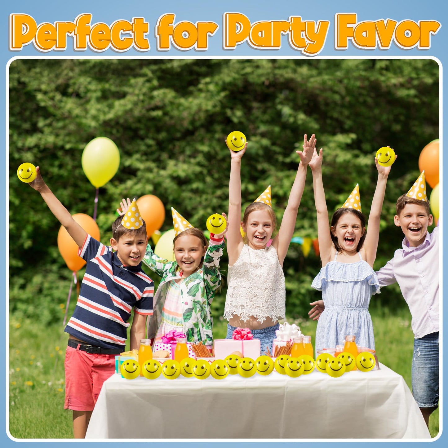Smile Face Squeeze Balls (24 Pcs Bulk) for Kids and Adults, 2 Inch Mini Yellow Fun Happy Face Stress Anxiety Relief Balls, Hand Therapy Sensory Fidget Toy, Classrooms, Game Prize, Party Favor Gift