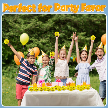 Smile Face Squeeze Balls (24 Pcs Bulk) for Kids and Adults, 2 Inch Mini Yellow Fun Happy Face Stress Anxiety Relief Balls, Hand Therapy Sensory Fidget Toy, Classrooms, Game Prize, Party Favor Gift