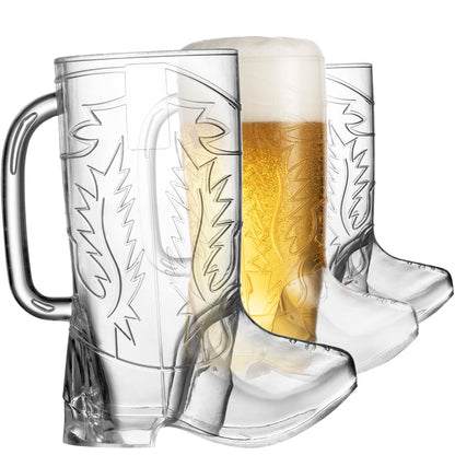 JoyServe Cowboy Boot Cups - (Bulk Pack of 12) 17oz Drink Mugs, Reusable BPA-Free Plastic Drinking Mug Cups for Kids, Western Themed Rodeo Birthday Party Decorations and Supplies
