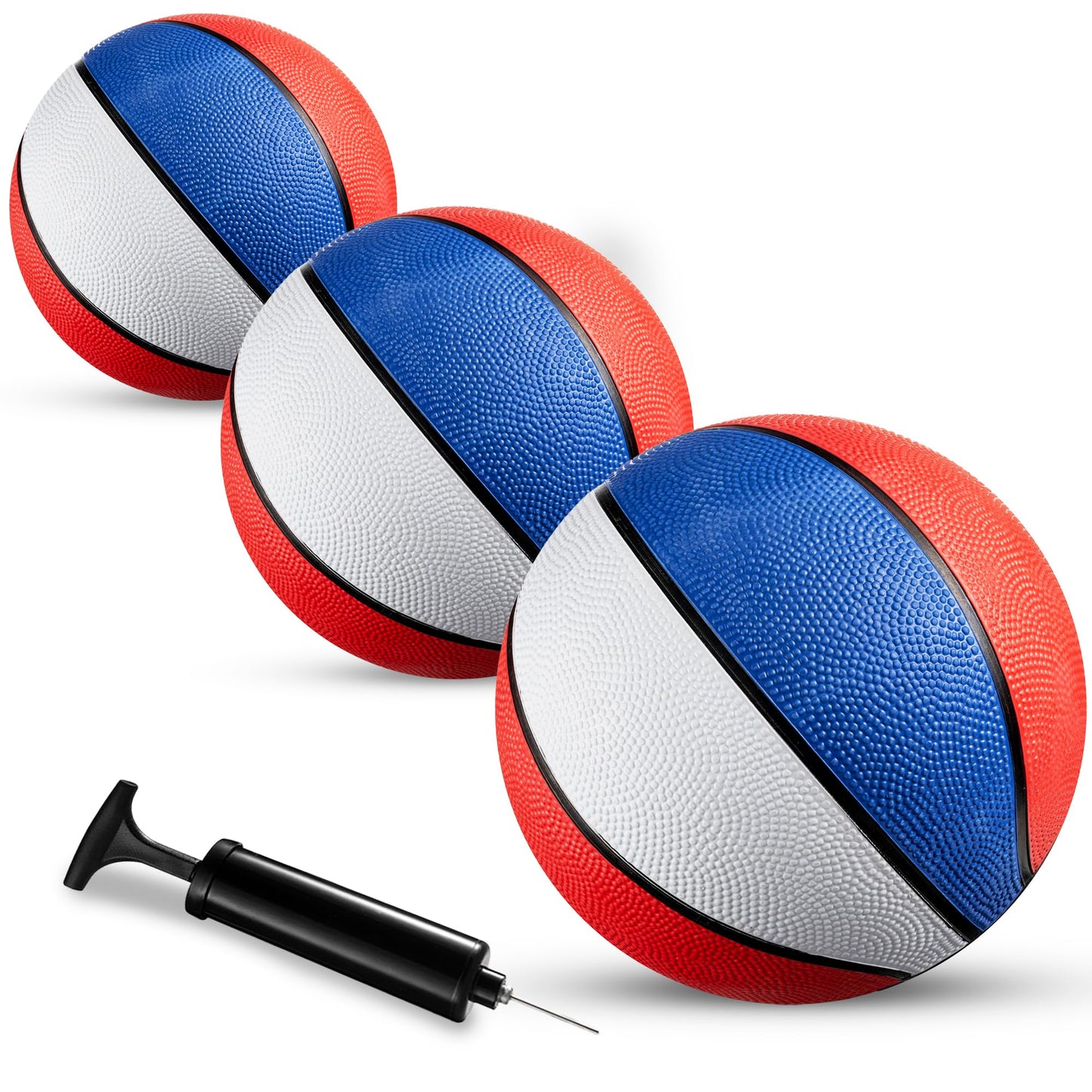 Bedwina Rubber Mini Basketball Balls for Kids 7 Inch, Size 3 Pack of 3 - Pool Basketball for Mini Hoop Outdoor & Indoor