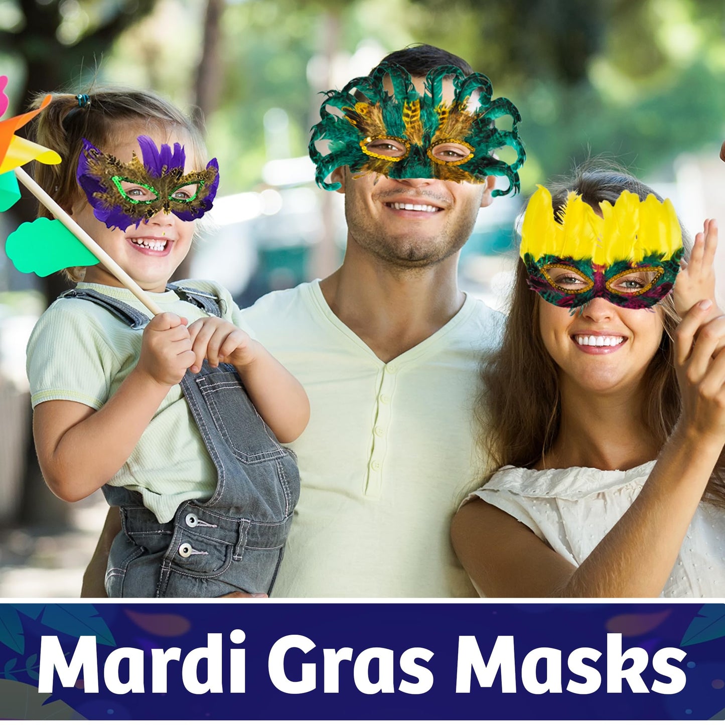 Bedwina Mardi Gras Masks - (Pack of 300) Bulk Carnival Masquerade Mask Costume Party Supplies, Feather Mardi Gras Decorations for Women, Men and Kids