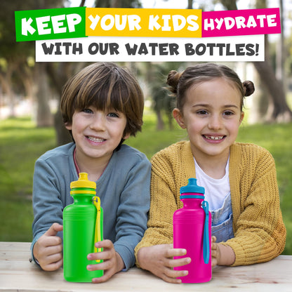 Bedwina Bulk Water Bottles For Kids - (Bulk Pack of 72) 18 Oz - 7.5 Inch BPA-Free Plastic Water Bottles w/Pop-up Tops for Summer, Reusable Water Bottle for School, Sports Birthday Party Favors