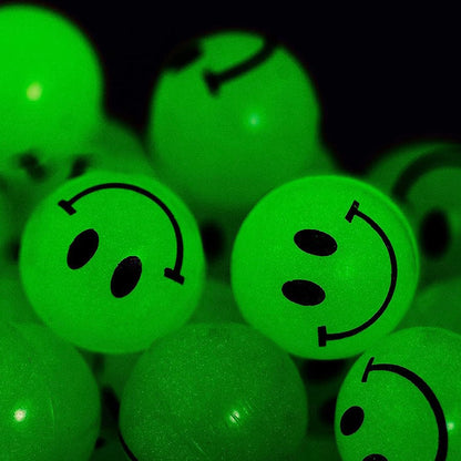 Bulk Bouncy Balls Glow in the Dark - 72 Pcs (1inch / 27mm) Diameter, High Bouncing, Small Rubber Smile Face Bouncing Balls for Kids, Vending Machines, Game Prize Toys, Party Favor, Gift Bag Filler