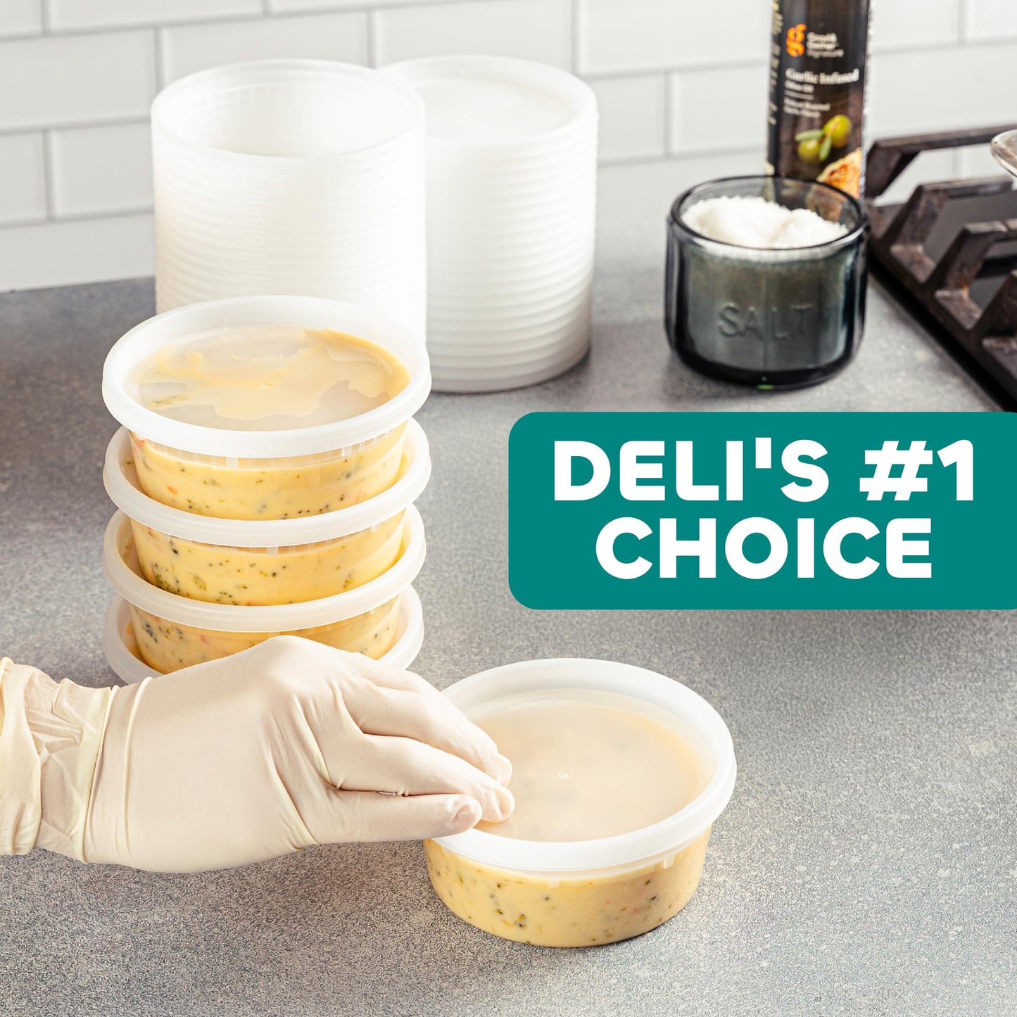 JoyServe Deli Food Containers with Lids - (48 Pack) 16 Sets of Each Size - 8 Oz-Cup / 16 Oz-Pint / 32 Oz-Quart Sizes Food Storage Takeout Meal Prep Storage, BPA-Free, Dishwasher, Microwave Safe