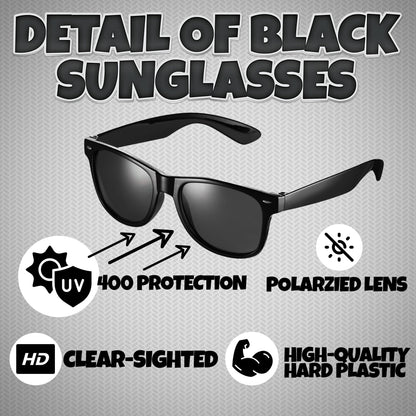 Black Sunglasses Bulk - (Pack of 12) Premium Retro Party Sunglasses for Birthdays, Weddings, Bachelorette, Bachelor, Photo Booth Prop Eyewear Shades - Adult or Kids Unisex Black Party Decorations