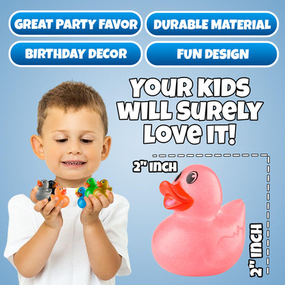 Bedwina Glitter Rubber Ducks in Bulk, Jeep Ducks for Ducking and Cruise Gifts, Kids Bath Toys, Mini Floating Rubber Duckies - Party Favors, Bulk Toys for Kids, Pool, Birthday, Decor - 50 Count