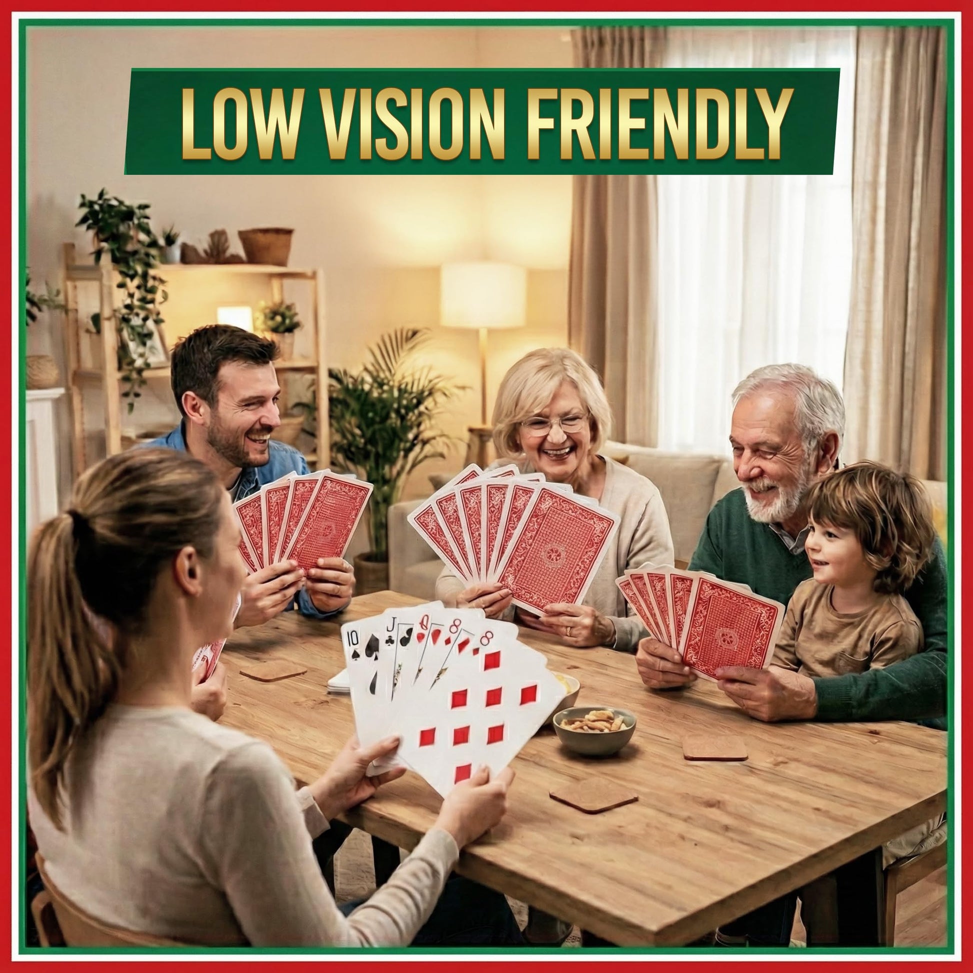 Bedwina Giant Jumbo Playing Cards, Large Print Playing Cards for Seniors, Kids, Adults - Funny Deck of Professional Poker Giant Card Games, Casino Theme Party Decorations, Low Vision Gift - 5X7 Inch