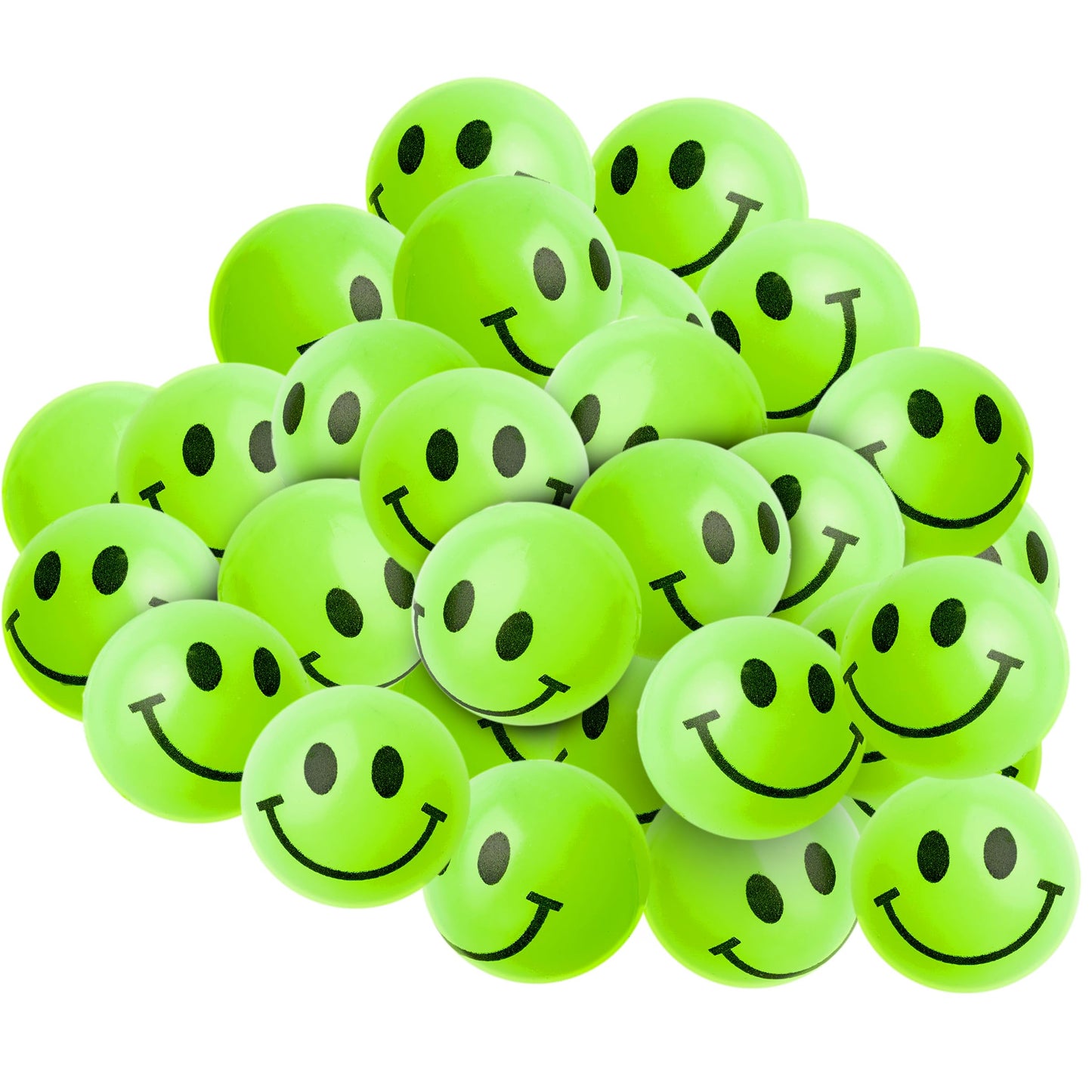 Bulk Bouncy Balls Glow in the Dark - 72 Pcs (1inch / 27mm) Diameter, High Bouncing, Small Rubber Smile Face Bouncing Balls for Kids, Vending Machines, Game Prize Toys, Party Favor, Gift Bag Filler